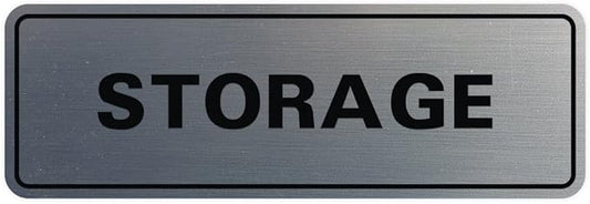 Standard STORAGE Door/Wall Sign - Silver - Small (1 Pack)