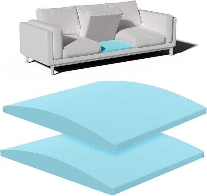 Couch Cushion Support, Sofa Cushion Support for Sagging Couch Seat, 20x20x2in, Couch Replacement Insert, High Density Foam Furniture Seat Sagging Repair, Trapezoid 40D, Blue Set of 2