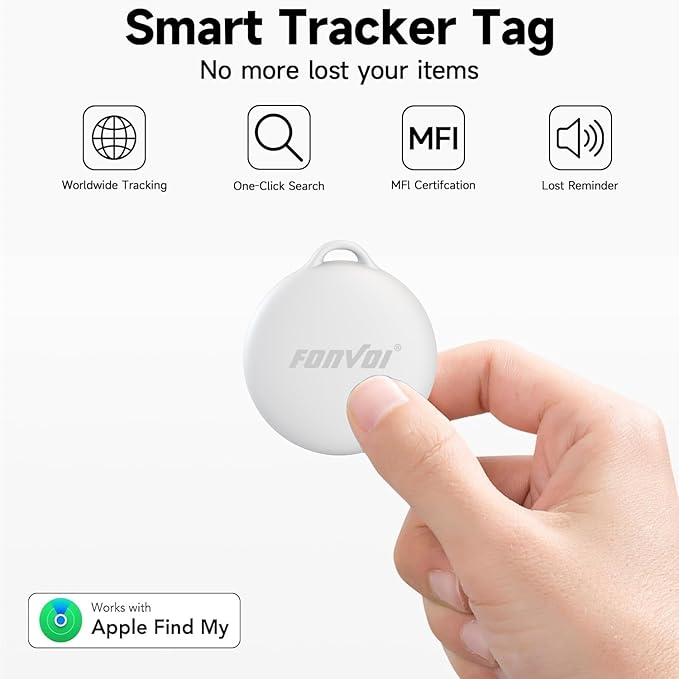New [Apple MFi Certified] (iOS Only) Air Tags-4 Pack, Bluetooth Tracker for Apple Find My, Replaceable Battery, Key Finder and Item Locator Smart Tag for Keys, Bags, Luggage, Pets, Wallet