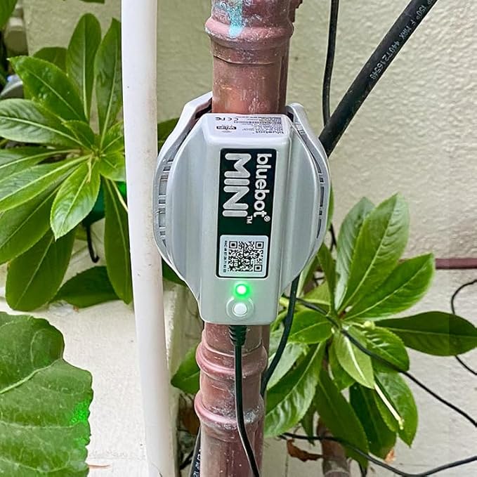 Bluebot Mini WiFi Water Meter, Bundle 1, Indoor/Outdoor, Clamp-on, Fits 3/4”-1” Pipes, Alerts, Live Usage & Leak Monitoring, Ultra-Compact Design
