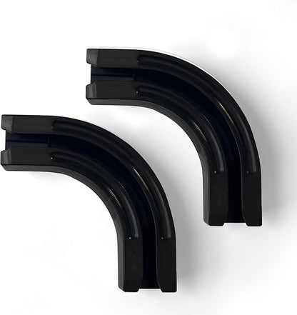 90° Curved Connectors for Track Curtains Ceiling Mount/Wall Mount, Ceiling Track for Curtains, Room Divider Curtains Tracks（Black 2PCS）.