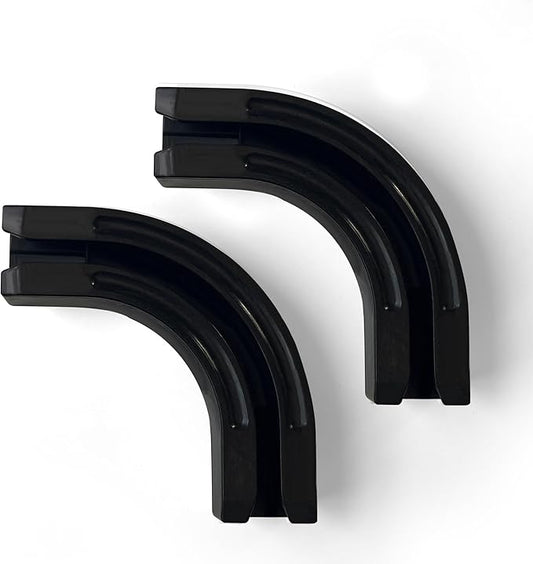 90° Curved Connectors for Track Curtains Ceiling Mount/Wall Mount, Ceiling Track for Curtains, Room Divider Curtains Tracks（Black 2PCS）.