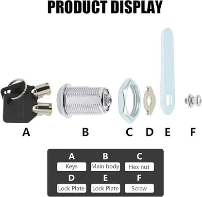 Uenhoy 4 Pack Tubular Cam Lock 1 Inch Cabinet Cam Lock Set for Tool Box, File Cabinet, Mail Box, Vending Machine, ATM, Keyed Different
