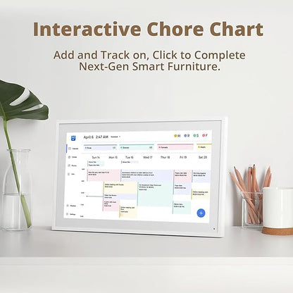 15.6 Inch Skylight Calendar, 1080p Dual Touch Screen Simple Setup Automatic Synchronization Horizontal Vertical Smart Digital Calendar (US Plug 100‑240V)
