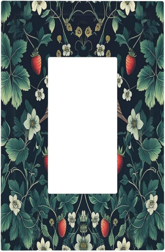 Decorative Outlet Covers Strawberry Birds Flowers Plant Morris Floral 1 Gang Single Rocker Light Switch Cover Plate Wall Plates GFCI Faceplate for Bedroom Farmhouse Decor