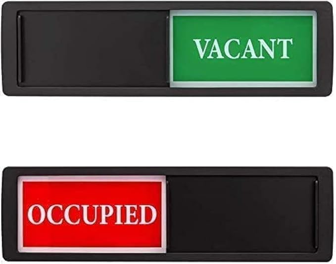 Vacant Occupied Sign - Magnetic Double-Sided Bathroom Door Sign for Home, Office, Restroom - Easy to Flip, Durable Design, Black