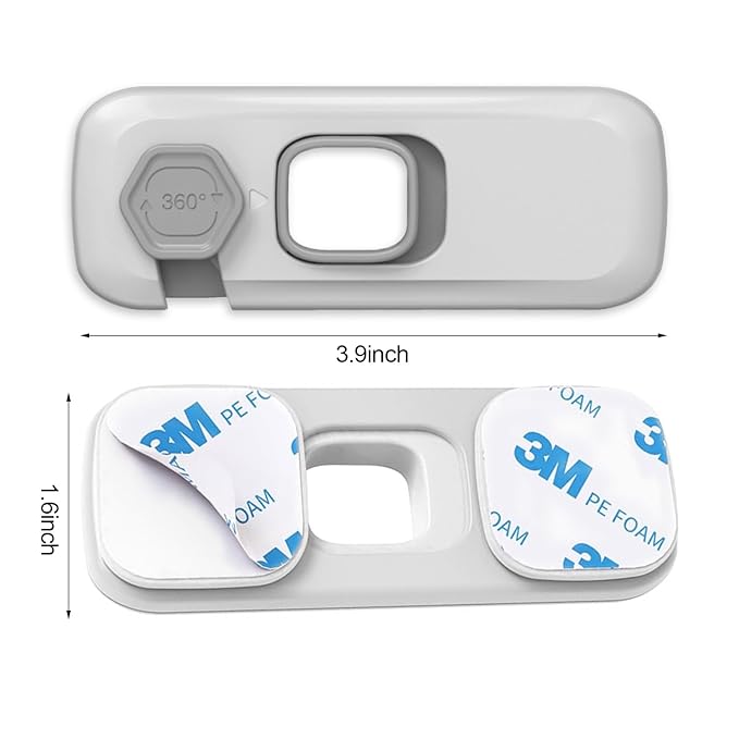 5Pcs Kids Security Refrigerator Locks.Protective Self Adhesive Latches.Pinch Proof Lock for Toddlers and Children.Ideal for Refrigerators,Cabinets,Drawers,Wardrobes and Freezers (Grey)