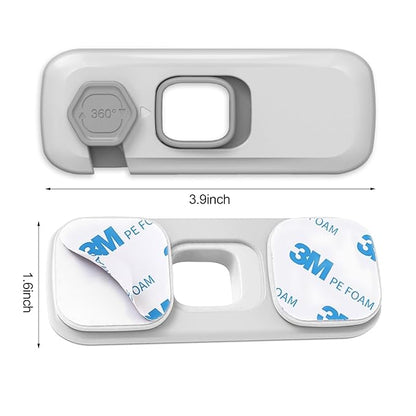 5Pcs Kids Security Refrigerator Locks.Protective Self Adhesive Latches.Pinch Proof Lock for Toddlers and Children.Ideal for Refrigerators,Cabinets,Drawers,Wardrobes and Freezers (Grey)