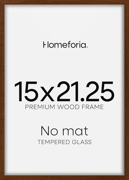 Homeforia 15x21.25 Puzzle Frame Brown, High End Dark Oak 15 x 21.25 Picture Frame Wood without Mat, 21.25x15 Wooden Walnut Poster Frames for Wall, 15 by 21.25 Frame, Tempered Glass, Wall Kit, Set of 1