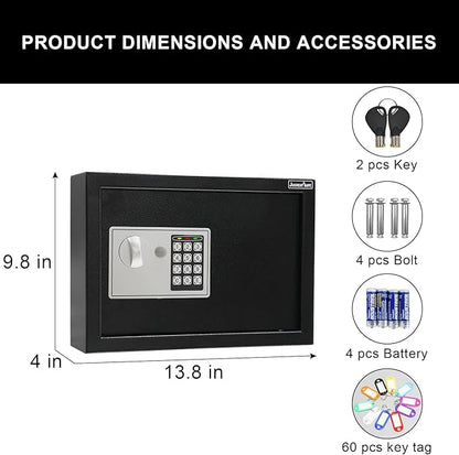 JUGREAT 60 Keys Cabinet with Sensor Light,Electronic Key Safe,Pin Code Keyless Storage Box for Keys,Secure Wall Mount Safe with 60 Key Tags