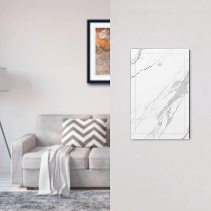 Light Switch Cover Plate Modern White Gray Marble 1 Gang No Device Blank Electrical Wall Plates Faceplate Decorative Switch Plate for living Room Bathroom Decor