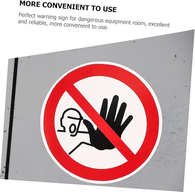 5pcs No Admittance Warning Signs Self-Adhesive Safety Decals Caution Stickers for Factories Construction Sites and Hazardous Areas Vinyl