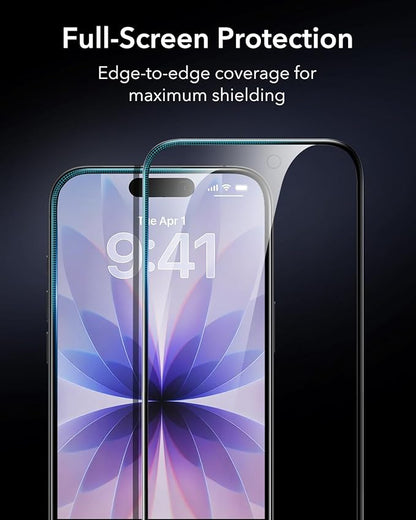 ESR 3 Pack 9H+ Glass for iPhone 17/ iPhone 16 Pro Privacy Screen Protector, [Military Grade Shatterproof & Highly Durable] Armorite Anti-spy Tempered Glass with UltraFit Tray