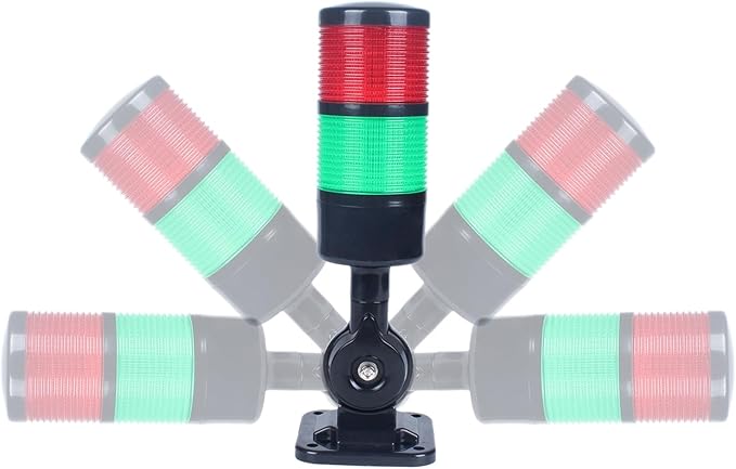 Led Signal Tower Stack Lights, Industrial Signal Warning Lights, Column Tower Lamp with Rotatable Base, Steady/Flashing Switchable, 110V 220V AC(2-Layer, with Buzzer) Black