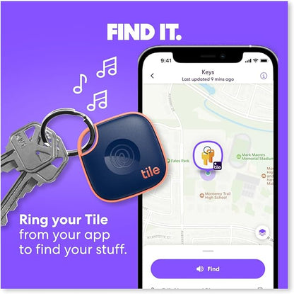 Tile by Life360 Mate - Bluetooth Tracker, Keys Finder and Item Locator for Keys, Bags and More. Phone Finder. Both iOS and Android Compatible. 1-Pack (Navy Blaze)