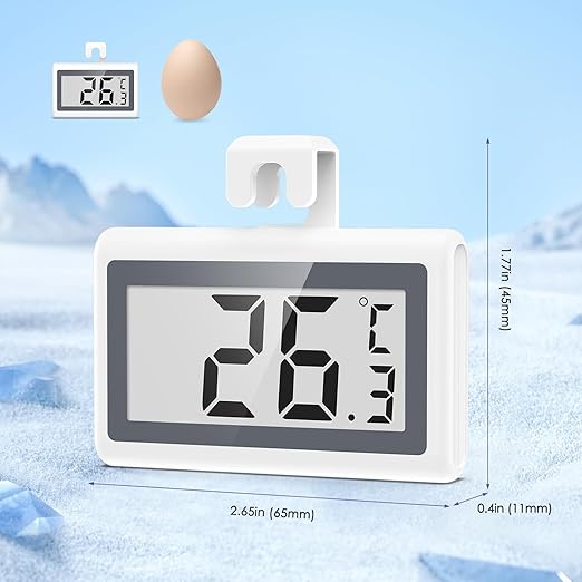 JXTZ Fridge Freezer Thermometer, 2 Pack Digital Refrigerator Thermometer, LCD Display Fridge Temperature Thermometer with Low Temperature Reminder, 3 Mounting Methods, °C/°F Switch, for Home Office