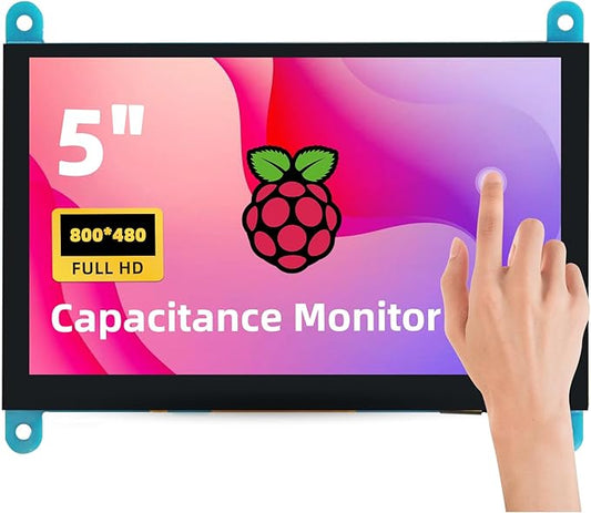 5'' Raspberry Pi Monitor, Capacitive Touchscreen Monitor 800x480 HDMI IPS Screen for Raspberry Pi 5 4 3 2 Zero BB, Driver-Free