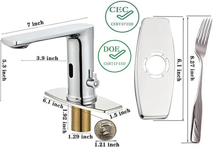 Quick Install Sink Chrome Motion Sensor Faucet.Touchless Mixer with Water Efficiency CEC.DOE Certified.NO Wiring Needded