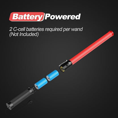 RoadHero 8 Pack Traffic Wand, 21 Inch Led Traffic Control Baton, Safety Light Wands with 2 Flashing Modes, Air Marshaling Signal Wand with Side Clip for Airport, Parking, Car Directing