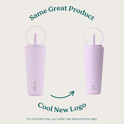 REDUCE Halo 32 oz Stainless Steel Vacuum Insulated Tumbler - Spill Proof Travel Mug with Flip Handle Lid - Keeps Drinks Cold for 32 Hrs - Dishwasher Safe - Cupholder Friendly - Palm Leaf