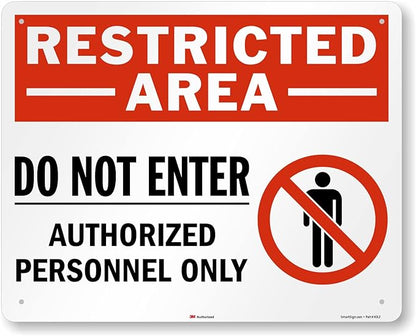 SmartSign 24" x 30" 'Restricted Area Do Not Enter, Authorized Personnel Only' Metal Sign with Symbol, 80 mil Aluminum, 3M Laminated Engineer Grade Reflective, Red, White and Black, USA-Made