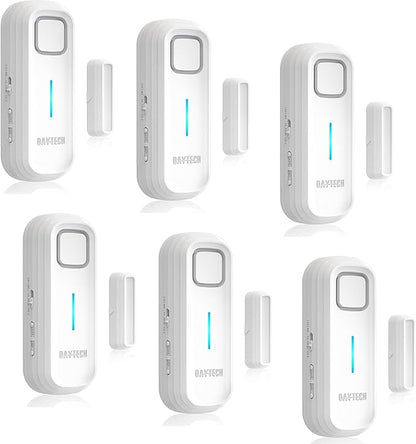 DAYTECH Fridge Door Alarm When Left Open with Delay 1/2/3/4 mins Adjustable 0 to 120 dB Freezer Alarm Reminder Refrigerator Door Alarm for Home Garage Basement Business 6 Sets White