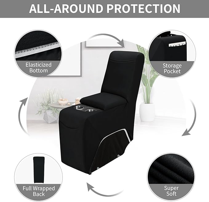 Easy-Going 100% Waterproof Recliner Console Cover, Stretch Middle Console Couch Covers for Reclining Sofas, Sectional L-Shape Furniture Protector for Kids & Pets, 1 Console Cover, Black