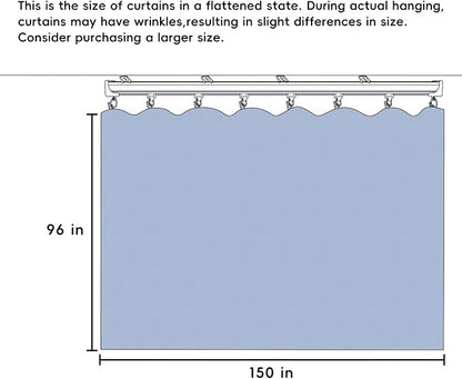 Room Divider Ceiling Mounted Curtains Track Sets Extra Wide Blackout Curtain Flexible Tracks for Bedroom Privacy Partition Separator, 1 Panel Light Grey Drape and White Rail, W12.5 x H8ft