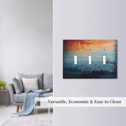 Light Switch Covers Blue Orange Abstract Modern Minimalist Oil Painting 3 Gang Wall Plate Triple Toggle Outlet Cover Decorative Switchplates Electrical Panel Cover for Kitchen Living Room 4.8 X 6.7 IN