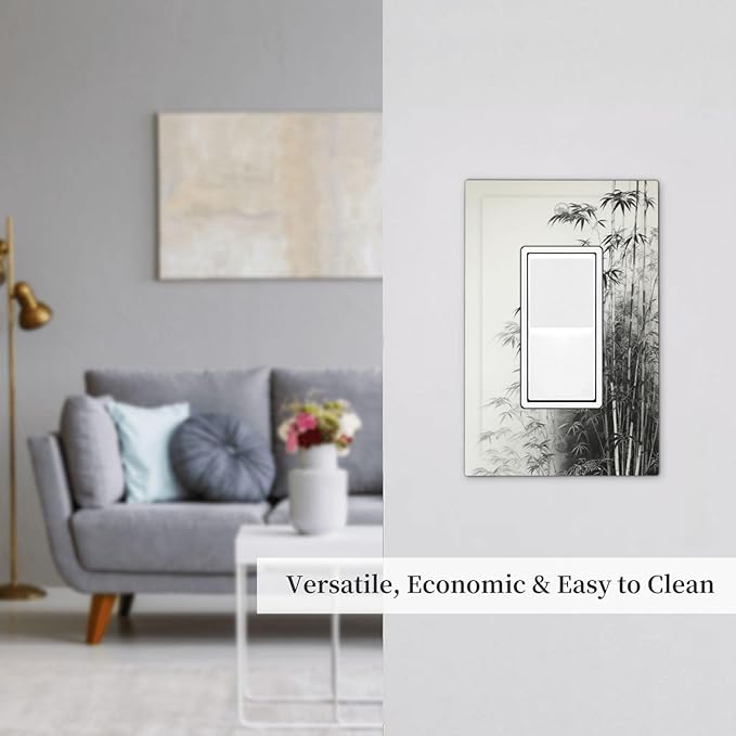 Outlet Covers Watercolor Vintage Ink Bamboo Forest 1 Gang Wall Plates Single Rocker Light Switch Covers Decorative Switch Plates Electrical GFCI Panel Covers for Home Office Decor 5 X 3 IN