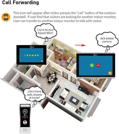 WiFi Video Intercom System Doorbell with Camera,1080P Touch Screen Monitor,Ring Doorbell Camera,Support Night Vision Remote Unlock Dual-Way Intercom for Home Security System (1 BELL+ 1 MONITOR)