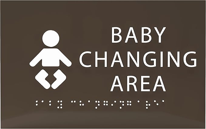 6" X4" Baby Changing Area Sign | Tactile Graphics Grade 2 Braille Text Baby Care Sign| ADA Compliant Wall Mount Plastic Restroom Sign for Hospital, Offices, Clinics and Apartments