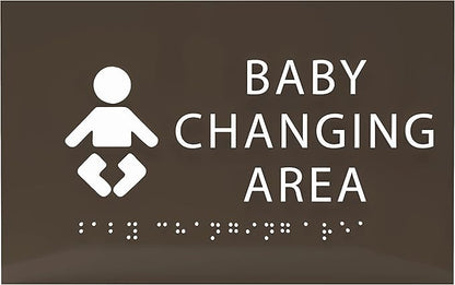 6" X4" Baby Changing Area Sign | Tactile Graphics Grade 2 Braille Text Baby Care Sign| ADA Compliant Wall Mount Plastic Restroom Sign for Hospital, Offices, Clinics and Apartments