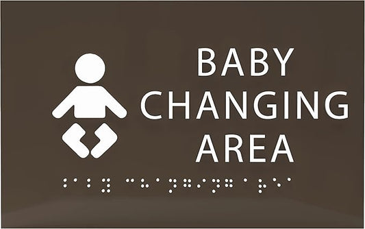 6" X4" Baby Changing Area Sign | Tactile Graphics Grade 2 Braille Text Baby Care Sign| ADA Compliant Wall Mount Plastic Restroom Sign for Hospital, Offices, Clinics and Apartments