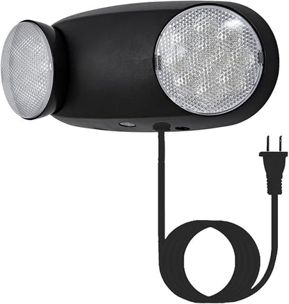 TANLUX LED Emergency Lights with Battery Backup, Commercial Emergency Light Fixtures for Business Home Power Failure Emergency Exit Sign Lighting with 1.0 Meter Plug in Cord AC120V Input, Black