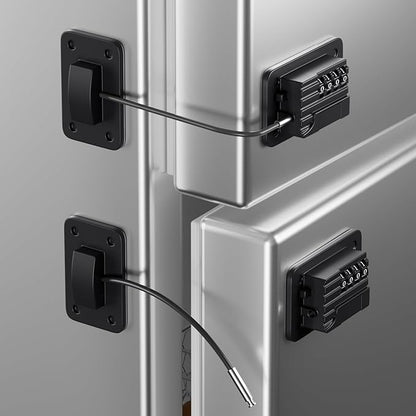 Refrigerator Lock, Heavy Duty Fridge Locks for Kids, Freezer Lock with Combination for Refrigerator Drawer Cabinet Safety, Easy to Install No Keys Needed Black, 2 Packs