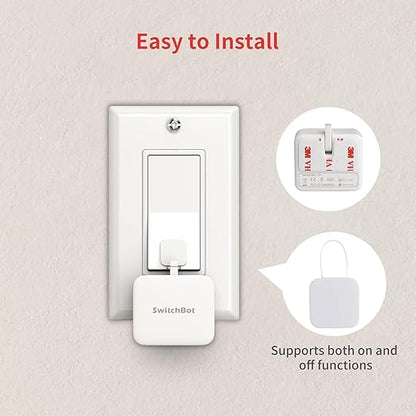 SwitchBot Smart Switch Button Pusher with Remote- Bluetooth Fingerbot for Rocker Switch/One-Way Button, Automatic Light Switch, Timer and APP Control, Works with Alexa When Paired with SwitchBot Hub