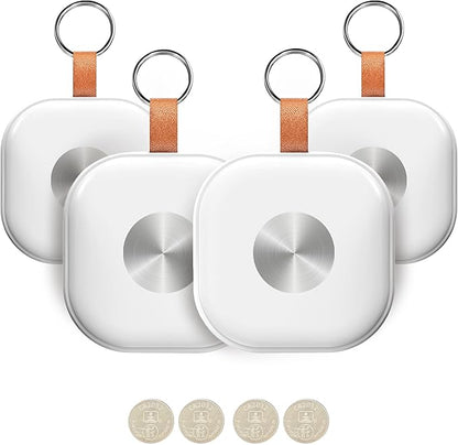 Tracker Tags 4 Pack, Luggage Tracking Tags Compatible with Find My APP (iOS Only), Key Finder Locator with Sound, Air Tracker Item Finder for Keys, Bags, Suitcases and More, White