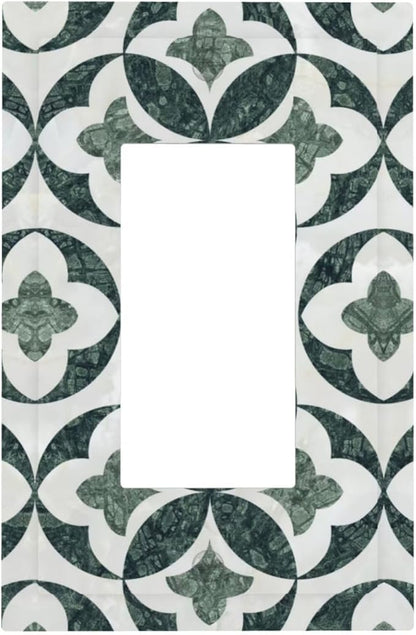 Green Luxury Modern Cubic Marble 1 Gang Single Rocker Decorative Light Switch Covers Electrical Faceplate Switch Plates for Bathroom Kitchen Home