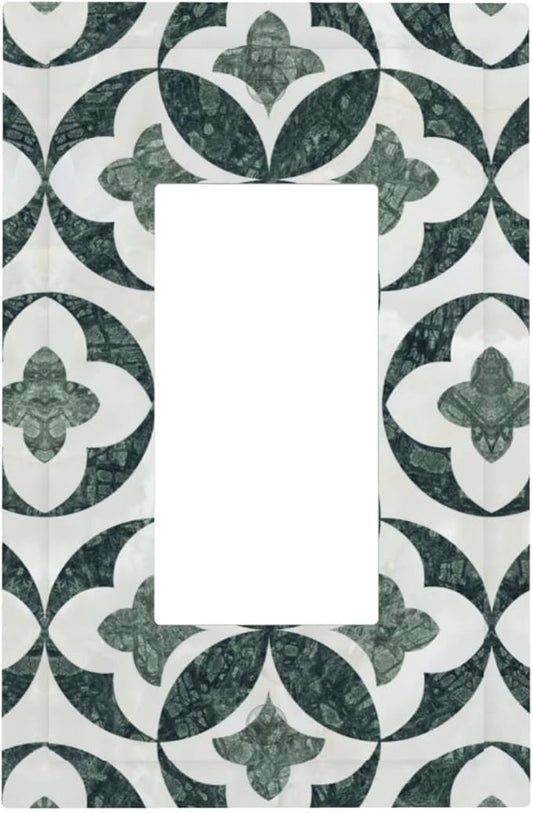 Green Luxury Modern Cubic Marble 1 Gang Single Rocker Decorative Light Switch Covers Electrical Faceplate Switch Plates for Bathroom Kitchen Home