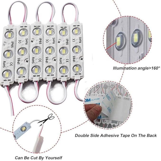 Led Module, LED Windows Lights 6000K 200pcs 99Ft 5730 SMD 150LM Per LED Module IP65 Waterproof for Letter Sign Advertising Signs.(White Light)