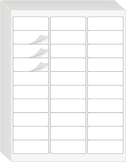 1" x 2-5/8" Address Labels 1500 Labels Sticker Paper for Laser/Ink Jet Printer mailing Labels 8.5"×11" White 30 per Sheet