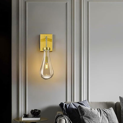 Raindrop Wall Sconces Set of Two Gold Sconces Wall Decor Modern Wall Lighting Glass Bathroom Sconces Indoor Vanity Light Wall Lamp for Bedroom Living Room Stair