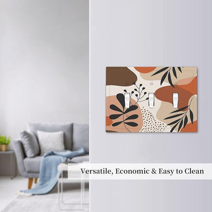Decorative Switch Plates Boho Botanical Orange Green Beige Minimalist 3 Gang Wall Plate Triple Toggle Light Switch Cover Faceplate Electrical Wall Panels for Bedroom living Room Decor