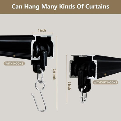 Ceiling Curtain Tracks,Curtain Track Wall Mount,Track Curtains Rod Ceilings Mount Heavy Duty Ceiling Tracks for Curtains Room Divider Rod with Hooks,Black 3-18ft