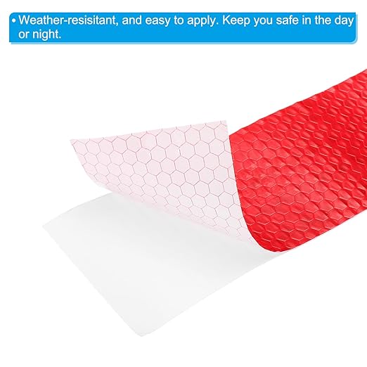 PATIKIL 6 Inch x 33 ft Reflective Tape, 1 Roll Waterproof Self Adhesive High Visibility Caution Warning Safety Tape Reflector with Scraper for Trucks Trailers Cars, Red