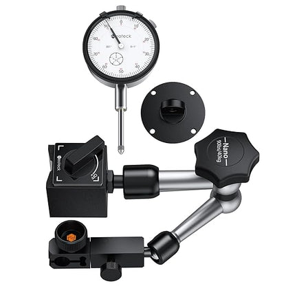 Neoteck Dial Indicator 0-1”/0.001” with 90lbs/40kg Magnetic Base,Imperial Dial Test Indicator Gauge Set for Lathe,3D Printer,CNC,Automobile,Laboratory