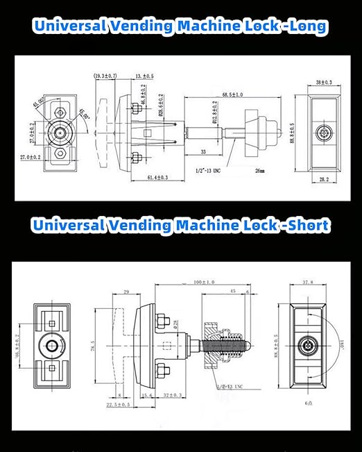 Universal Vending Machine Lock with 3 Keys Buy Vending Machine Lock Long and Short Models Versatile Replacement Security Solution-(Short)
