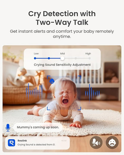 REOLINK 4MP Indoor Security Camera E1, Plug-in 2.4G Wireless WiFi 6 for Baby/Pet Monitor with Phone app, 360 Degree Dog Camera with Person/Pet Detection, Night Vision, 2-Way Talk, Local Storage