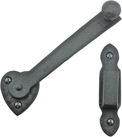 Renovators Supply Manufacturing Black Wrought Iron Gate Flip Latch Decorative Antique Heart Style Medium to Light Duty 4" Tall Flip Door Locks Rust Resistant Latches with Hardware